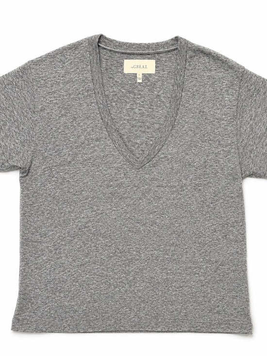THE GREAT. Tops - THE GREAT. Women's Gray V-Neck Knit Top